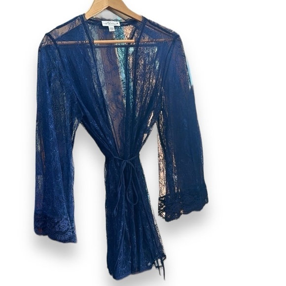 In Bloom Women's Robe Navy Blue marine Lace wrap NEW NWT sz XL feminine gift - Picture 11 of 12